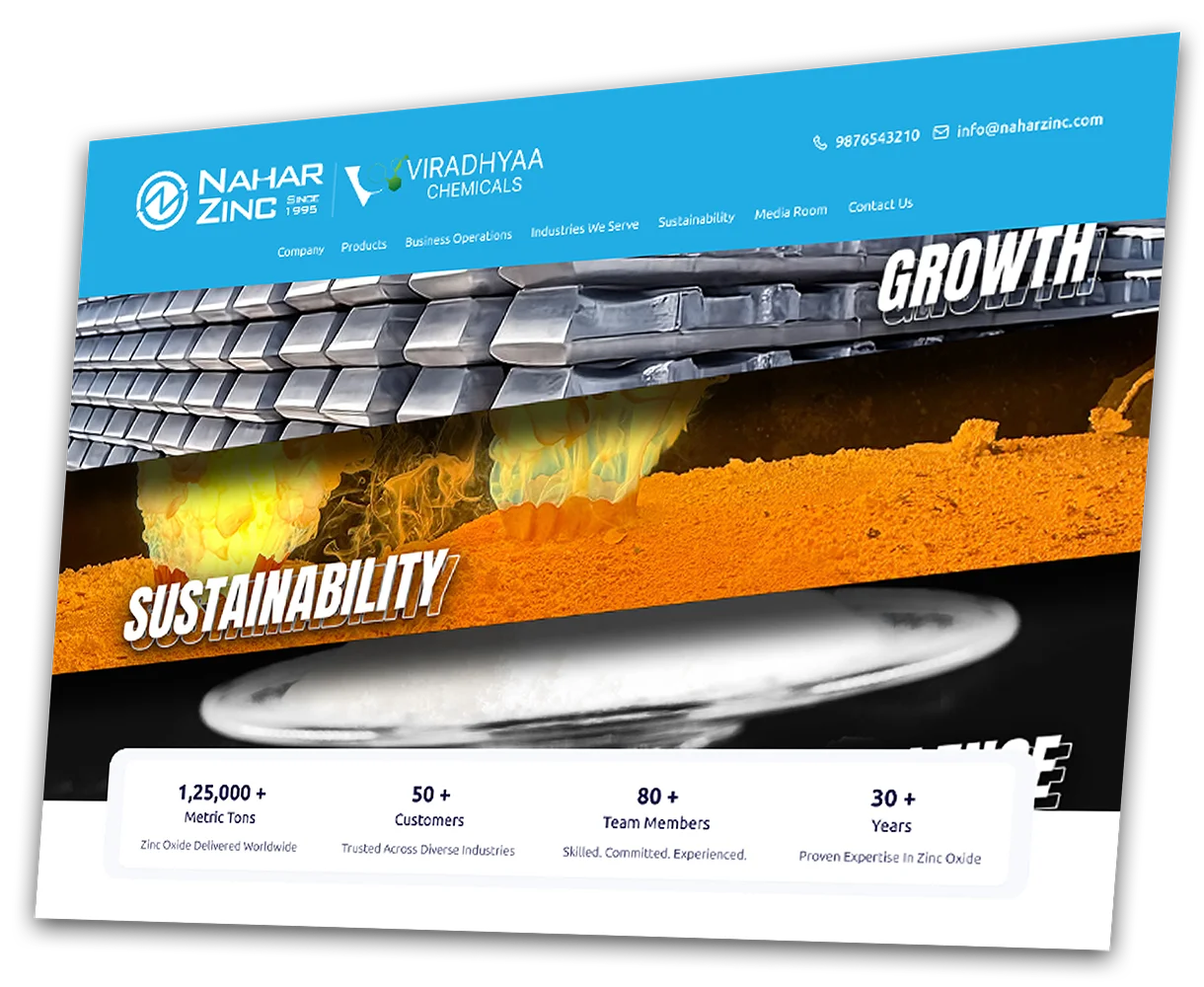 Nahar Zinc web design by AIS Innovate