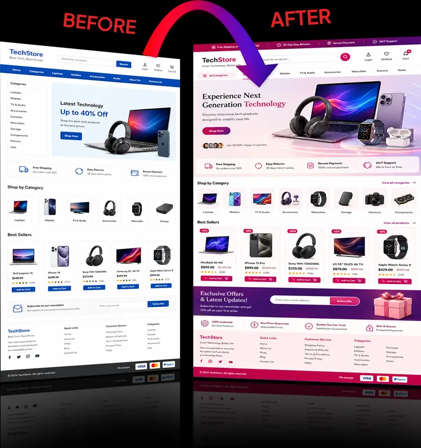 Tech Website Before and After